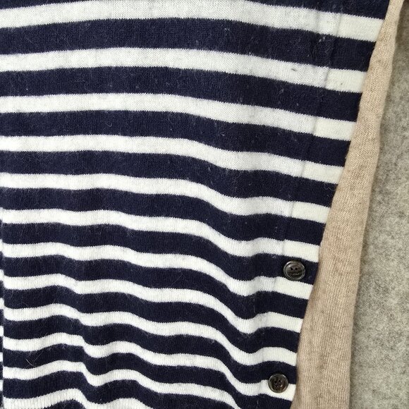 J.Crew Womens Beige & Navy Striped Sweater With Button Details Size S - Picture 3 of 9